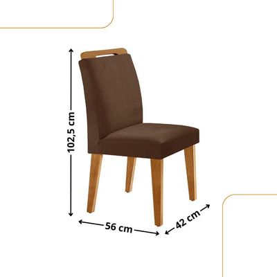 Conjunto Mesa Liz 120cm Com 4 Cadeiras Athenas Moderna Veludo Marrom Off White Imbuia