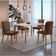 Conjunto Mesa Liz 120cm Com 4 Cadeiras Athenas Moderna Veludo Marrom Off White Imbuia