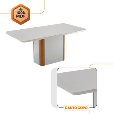 Conjunto Mesa Jantar Isadora 180cm 6 Cadeiras Isadora Moderna Mobília Veludo Marrom Off White Naturale