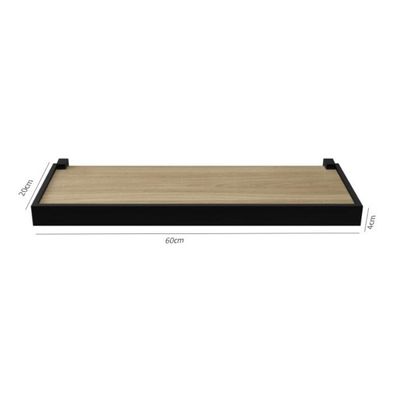 Prateleira Moldura Dueto 20x60 Prat-K Preto com Nogueira Preta