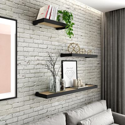 Prateleira Moldura Dueto 20x60 Prat-K Preto com Nogueira Preta
