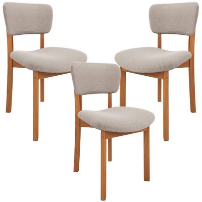 Kit 03 Cadeiras Para Sala de Jantar Cozinha Living Estofada Dara L02 Bouclê Creme - Lyam Decor