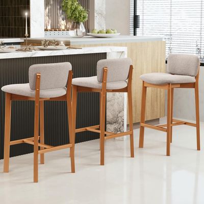 Banqueta Alta Para Cozinha Sala de Jantar Bar Dara L02 Bouclê Creme - Lyam Decor