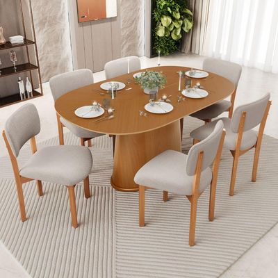 Kit 05 Cadeiras Para Sala de Jantar Cozinha Living Estofada Dara L02 Bouclê Creme - Lyam Decor