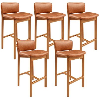 Kit 05 Banquetas Alta Para Cozinha Sala de Jantar Bar Dara L02 Couríssimo Camel - Lyam Decor