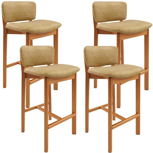 Kit 04 Banquetas Alta Para Cozinha Sala de Jantar Bar Dara L02 Couríssimo Fendi - Lyam Decor Kit 04 Banquetas Alta Para Cozinha Sala de Jantar Bar Dara L02 Couríssimo Fendi - Lyam Decor