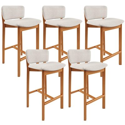 Kit 05 Banquetas Alta Para Cozinha Sala de Jantar Bar Dara L02 Linho Cru - Lyam Decor