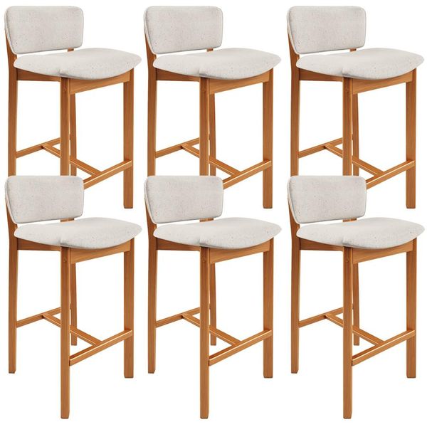 Kit 06 Banquetas Alta Para Cozinha Sala de Jantar Bar Dara L02 Linho Cru - Lyam Decor