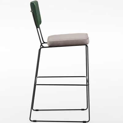 Banqueta Alta Bar Cozinha Sala De Jantar Fixa Allana L02 Facto Verde Musgo Linho Bege - Lyam Decor