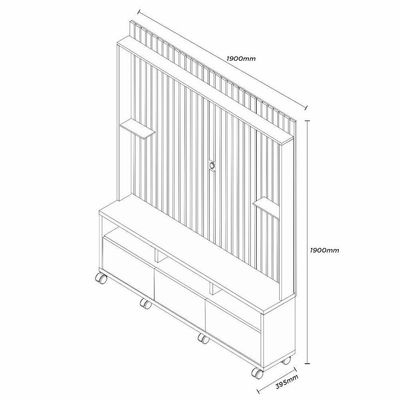 Estante Home Tvs 60 4 Portas Absoluto Naturalle Ripado Carmolar