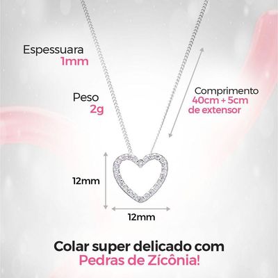 Corrente Aço Feminina Caixa Mãe Pingente Coração Strass