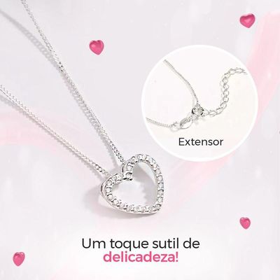 Corrente Aço Feminina Caixa Mãe Pingente Coração Strass