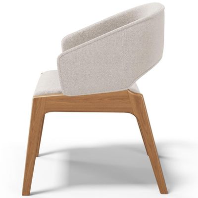 Cadeira de Jantar e Estar Living Estofada Lince L02 Bouclê Cru - Lyam Decor