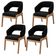 Kit 04 Cadeiras de Jantar e Estar Living Estofada Lince L02 Bouclê Preto - Lyam Decor