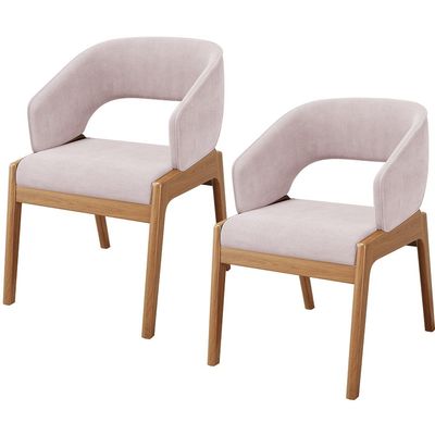 Kit 02 Cadeiras de Jantar e Estar Living Estofada Lince L02 Suede Rosê - Lyam Decor