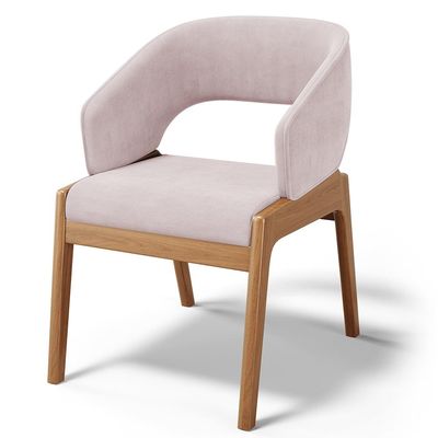 Kit 02 Cadeiras de Jantar e Estar Living Estofada Lince L02 Suede Rosê - Lyam Decor