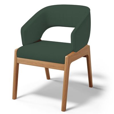 Kit 06 Cadeiras de Jantar e Estar Living Estofada Lince L02 Linho Verde Musgo - Lyam Decor