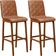 Kit 02 Banquetas Altas Para Cozinha Sala de Jantar Fixa Zoe B04 Couríssimo Camel - Lyam Decor