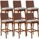 Kit 06 Banquetas Altas Cozinha Sala Jantar Fixa Mila B04 Couríssimo Marrom Linho Cinza - Lyam Decor