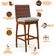 Kit 06 Banquetas Altas Cozinha Sala Jantar Fixa Mila B04 Couríssimo Marrom Linho Cinza - Lyam Decor