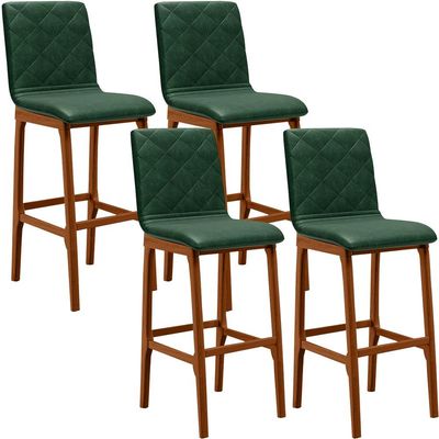 Kit 04 Banquetas Altas Para Cozinha Sala de Jantar Fixa Zoe B04 Facto Verde Musgo - Lyam Decor