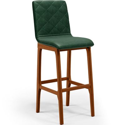 Kit 04 Banquetas Altas Para Cozinha Sala de Jantar Fixa Zoe B04 Facto Verde Musgo - Lyam Decor