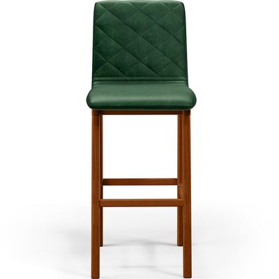 Kit 04 Banquetas Altas Para Cozinha Sala de Jantar Fixa Zoe B04 Facto Verde Musgo - Lyam Decor