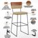 Kit 06 Banquetas Altas Sala Jantar Allana L02 Faixa Couríssimo Camel Linho Bege Escuro - Lyam Decor