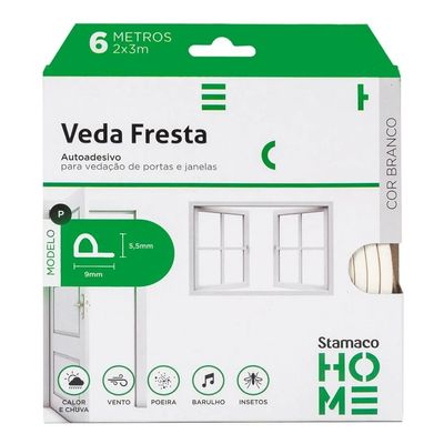 Borracha Vedação Branco Veda Fresta Adesiva Rolo 6m Modelo P Stamaco