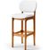 Kit 04 Banquetas Alta Para Cozinha Madeira Fixa Betta L02 Imbuia Corano Branco - Lyam Decor