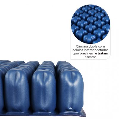 Almofada de Ar para Prevenção e Tratamento de Escaras Air Cell 40x40x9 Dellamed Azul com Preto