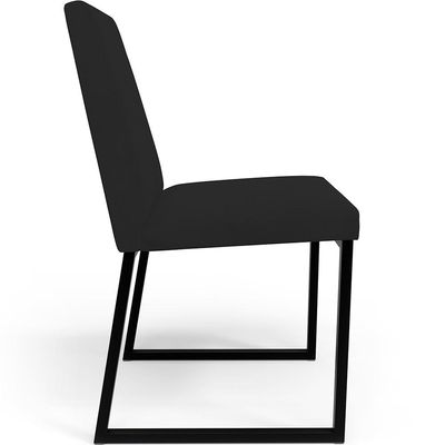 Cadeira Para Sala De Jantar Base Aço Industrial Preto Dafne L02 Suede Preto - Lyam Decor