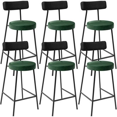 Kit 06 Banquetas Baixa Cozinha Sala Jantar Bancada Milão L02 Couríssimo Preto Verde  - Lyam Decor