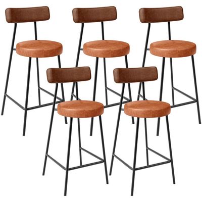 Kit 05 Banquetas Baixa Cozinha Sala Jantar Bancada Milão L02 Couríssimo Marrom Camel  - Lyam Decor