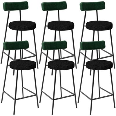 Kit 06 Banquetas Baixa Bar Cozinha E Sala De Jantar Milão L02 Facto Verde Linho Chumbo - Lyam Decor