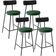 Kit 04 Banquetas Baixa Cozinha Sala Jantar Bancada Milão L02 Couríssimo Preto Verde  - Lyam Decor