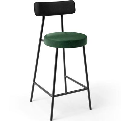 Kit 04 Banquetas Baixa Cozinha Sala Jantar Bancada Milão L02 Couríssimo Preto Verde  - Lyam Decor