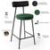 Kit 04 Banquetas Baixa Cozinha Sala Jantar Bancada Milão L02 Couríssimo Preto Verde  - Lyam Decor