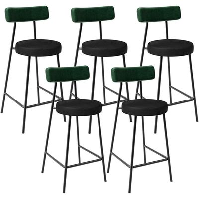Kit 05 Banquetas Baixa Bar Cozinha Sala De Jantar Milão L02 Facto Verde Musgo Preto - Lyam Decor