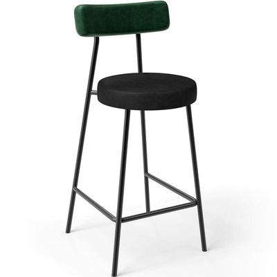 Kit 05 Banquetas Baixa Bar Cozinha Sala De Jantar Milão L02 Facto Verde Musgo Preto - Lyam Decor