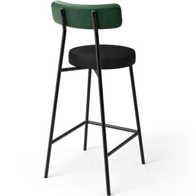 Banqueta Baixa Bar Cozinha Sala De Jantar Milão L02 Facto Verde Musgo Preto - Lyam Decor