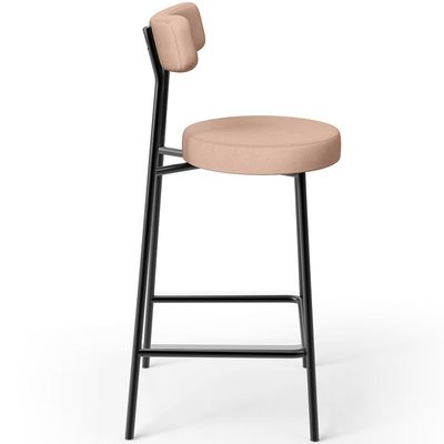 Banqueta Baixa Para Cozinha Sala De Jantar Bar Bancada Milão L02 Linho Rosê - Lyam Decor