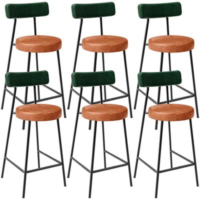 Kit 06 Banquetas Baixa Cozinha Sala Jantar Bancada Milão L02 Facto Verde Musgo Camel  - Lyam Decor