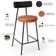 Kit 06 Banquetas Baixa Cozinha Sala Jantar Bancada Milão L02 Couríssimo Preto Camel - Lyam Decor