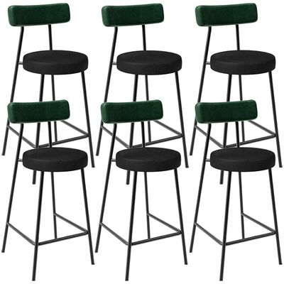 Kit 06 Banquetas Baixa Bar Cozinha Sala De Jantar Milão L02 Facto Verde Preto - Lyam Decor