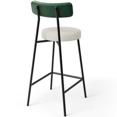 Banqueta Baixa Bar Cozinha Sala Jantar Milão L02 Facto Verde Musgo Linho Champagne - Lyam Decor