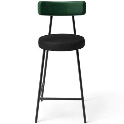 Kit 06 Banquetas Baixa Bar Cozinha Sala De Jantar Milão L02 Facto Verde Preto - Lyam Decor