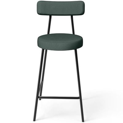 Banqueta Baixa Para Cozinha Sala De Jantar Bar Bancada Milão L02 Linho Verde Musgo - Lyam Decor