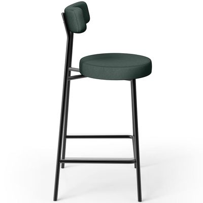 Banqueta Baixa Para Cozinha Sala De Jantar Bar Bancada Milão L02 Linho Verde Musgo - Lyam Decor