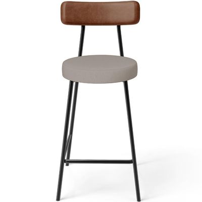 Kit 04 Banquetas Baixa Cozinha Sala De Jantar Milão L02 Couríssimo Marrom Linho Bege - Lyam Decor